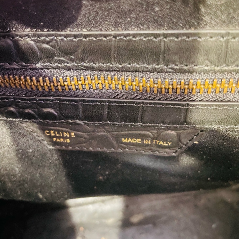 Celine Black Croc-Embossed BagCeline Crocodile Embossed Leather Bag - Picture 13 of 14